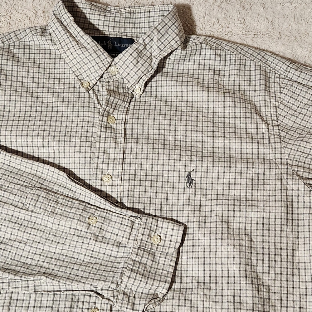 Ralph Lauren Custom Fit Men's XXL Gray Long Sleeve Button Down Shirt Pony Logo - Picture 4 of 8